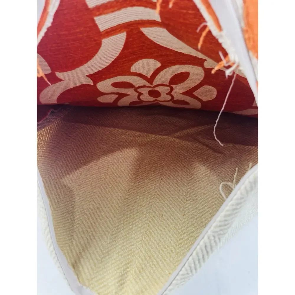 Orange Moroccan Style Tile Texture Pillow Cover Thick Zipper Zip Boho Ethnic 17
